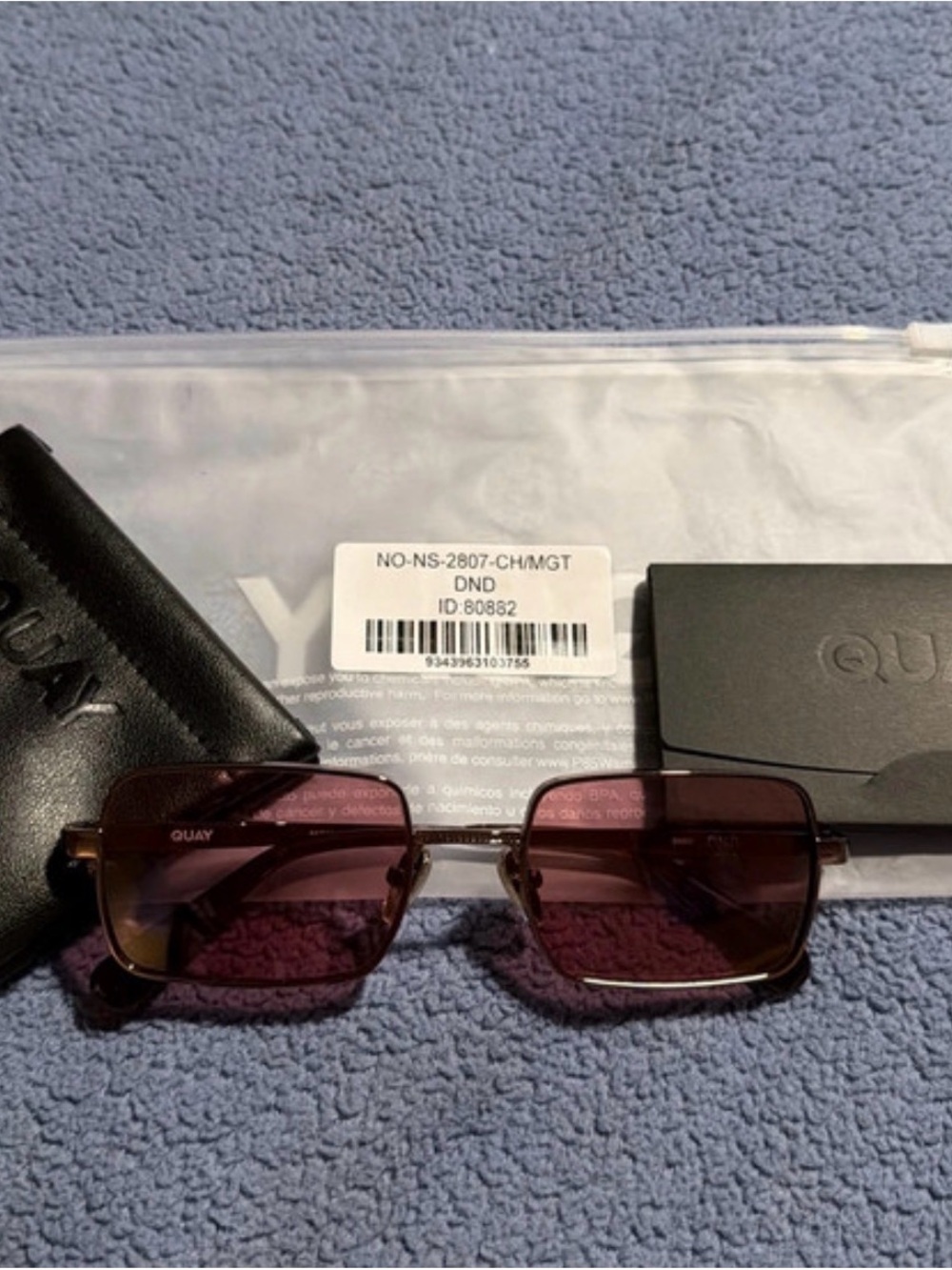 Quay Sunglasses DND Chocolate Frame Magenta Lens $95 MSRP